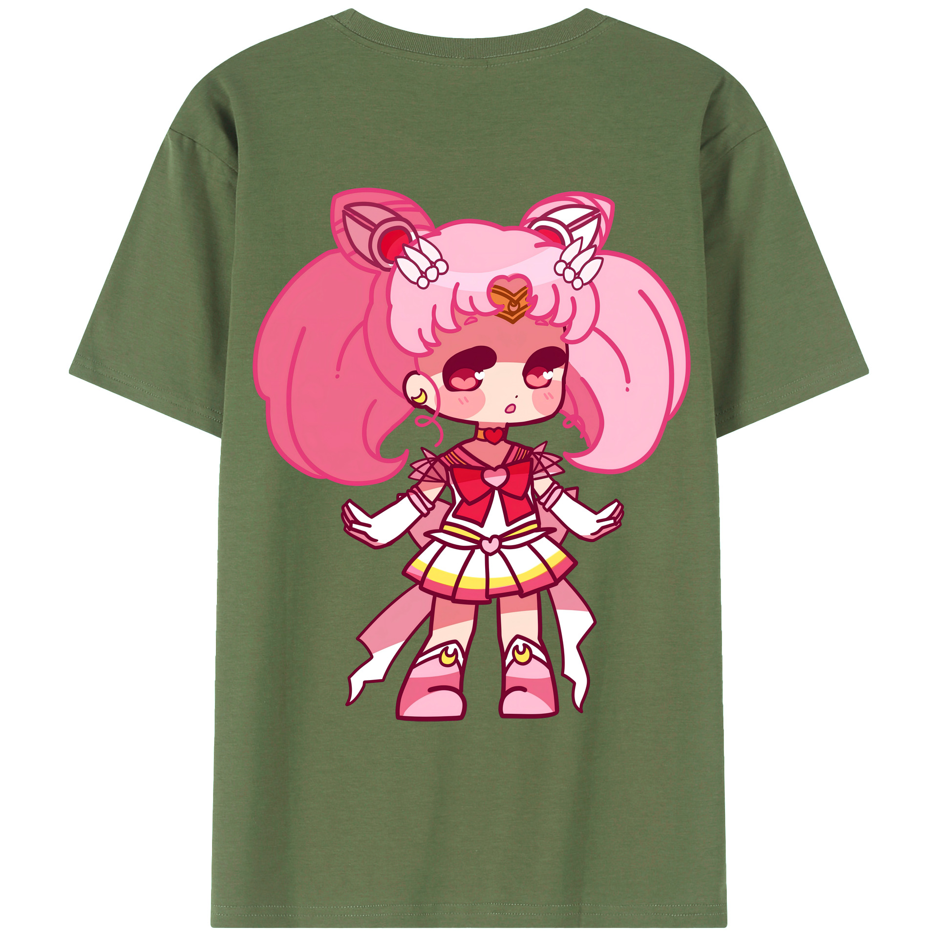 （画像用） 美少女戦士セーラームーン ちびうさ Sailor Moon Chibiusa Tsukino Usagi Small Lady Serenity 綿100％ メンズ半袖Tシャツ（バックプリント） 通気性